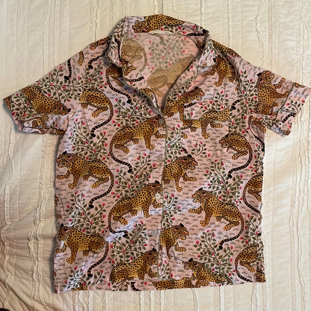 PRINTFRESH Bagheera Blush Shortsleeved Pajama Top Size Small